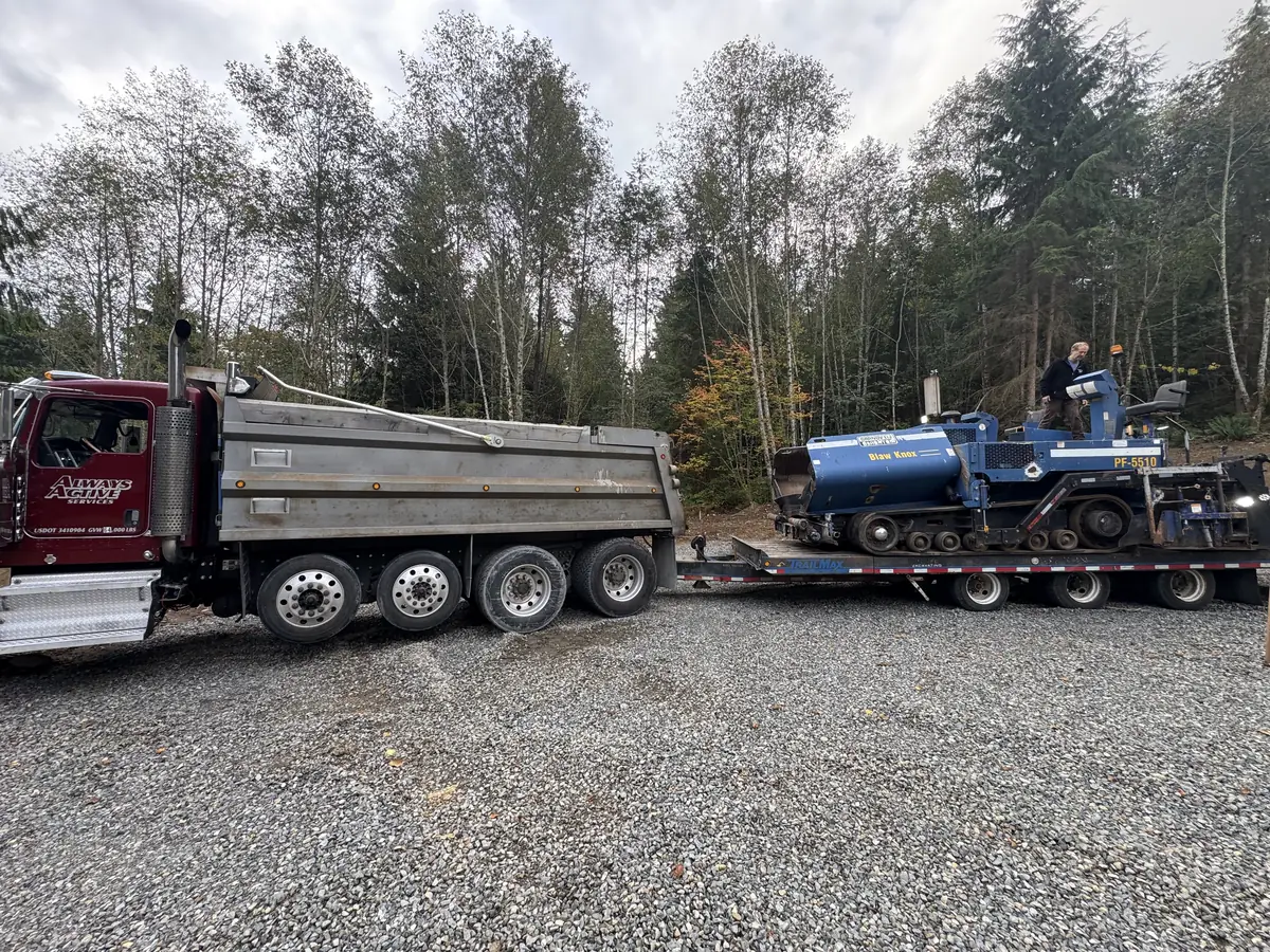 Transporting an asphalt paver