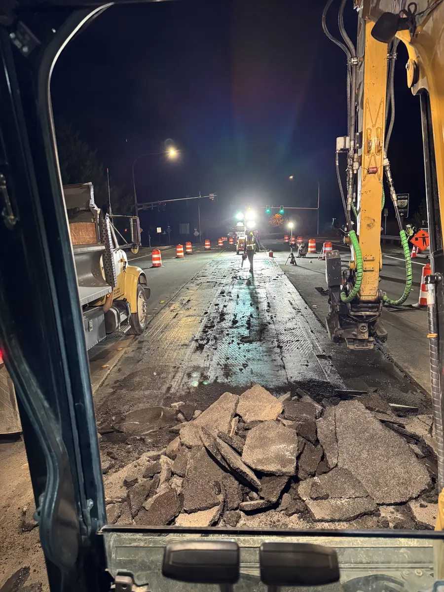 Nighttime roadway removal near I-405
