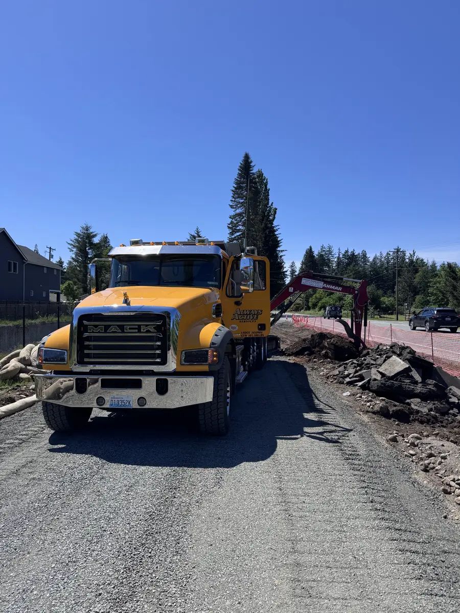 Roadway excavation and equipment staging
